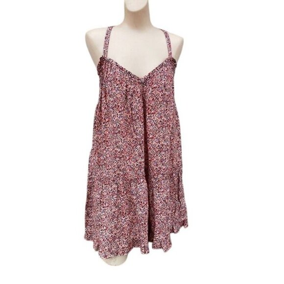 Universal Thread Women's Sleeveless Short Pintuck Dress Pink Floral XL - Picture 1 of 7